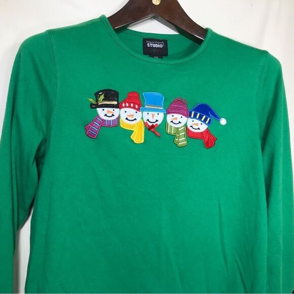 Designers Originals Studio Joy Green Snowman Top PM - Picture 3 of 5